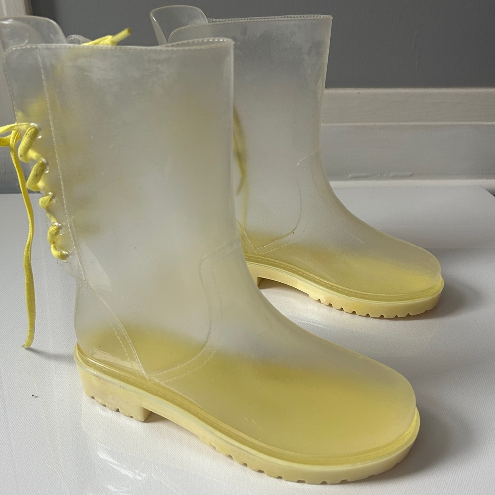 Jelly Clear Rubber Boots with Laces